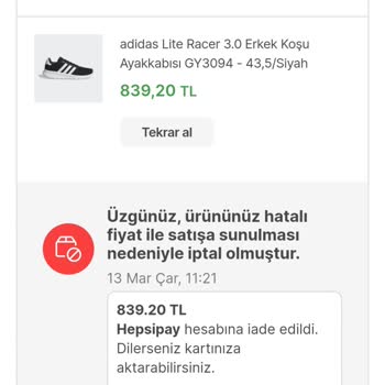 Hepsiburada Siparişi İptal Etti