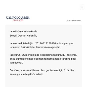 U.S. Polo Assn. Satış Sonrası Hizmet Yok