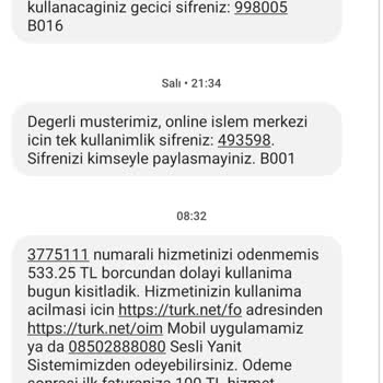 TurkNet Müşteri Hizmetleri Hizmet Vermiyor.