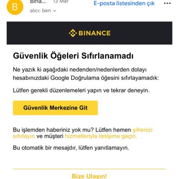 Binance 2FA Sıfırlayamıyorum H