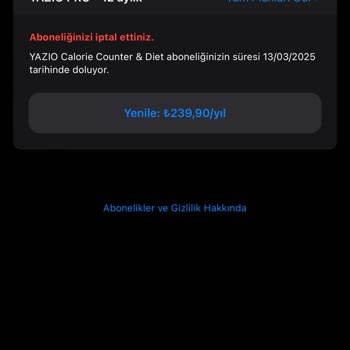 YAZIO Ücret İadesi İstiyorum