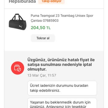 Hepsiburada'nın Keyfi Sipariş İptali
