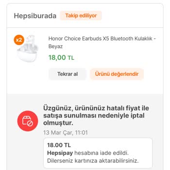 Hepsiburada'nın Keyfi Sipariş İptali