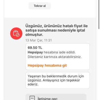 Hepsiburada'nın Keyfi Sipariş İptali