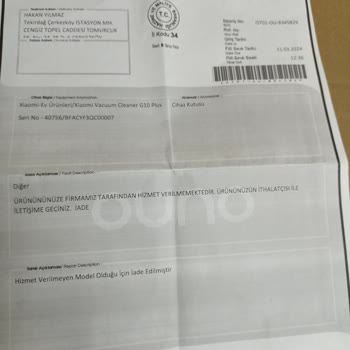 Xiaomi / Ouno Yetkili Servis. Hizmet Vermedi Ve Yanlış Cihaz Gönderdi.