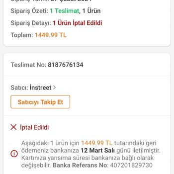 Trendyol Siparişleri İptal Ediyor.