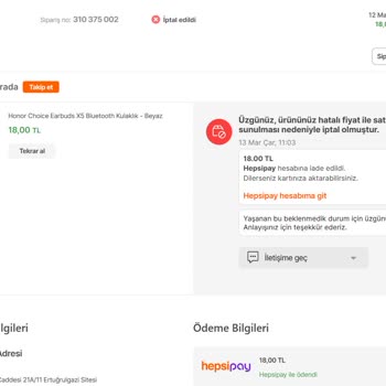 Hepsiburada Sattığı Ürünü Yanlış Fiyatlandırma Diyerek İptal Etti