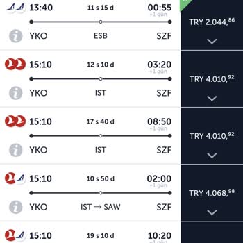 THY Uçuş Saat Aralıkları