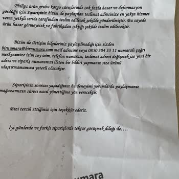 Birnumara.com Ürün Teslimatı Yerine Özür Kağıdı Yolladı