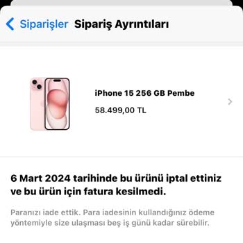 Apple İphone 15 İptal İşlemi Sonrası İade Beklentisi