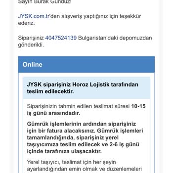 Jysk Ürün Teslimatın Yapılmaması Muhatap Olmaması