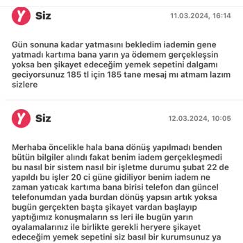 Yemek Sepeti Ücret İademi Yapmıyor 1 Yanılmak Üzere