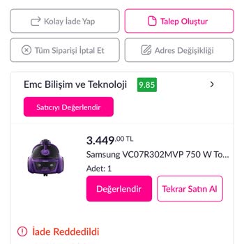 Pazarama.com 14 Gün İçinde İade Hakkımı Kabul Etmiyor Ve Ürün Arızalı