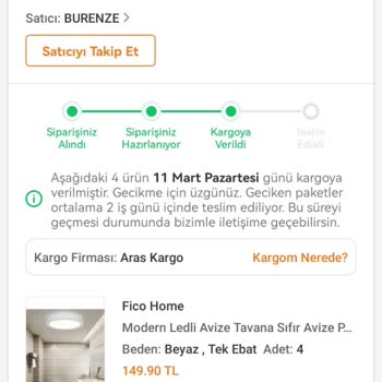 Aras Kargo Kargo Teslimatı Ve İletişim Sorunları