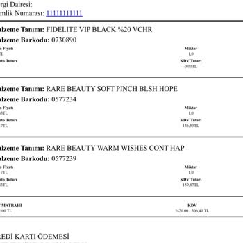 Sephora Faturada Tester Göründüğü Halde Çalışanın Testeri Vermemesi