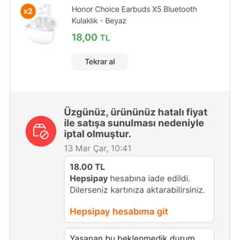 Hepsiburada: "Hatalı Fiyatla Sattık." Haksız Sipariş İptali!