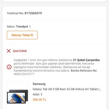 Trendyol Haksız Yere Almış Olduğum Ürünü İptal Etti.