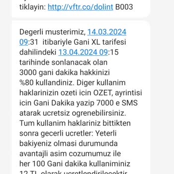 Vodafone Gani Dakika 15 Dakika Kullandım
