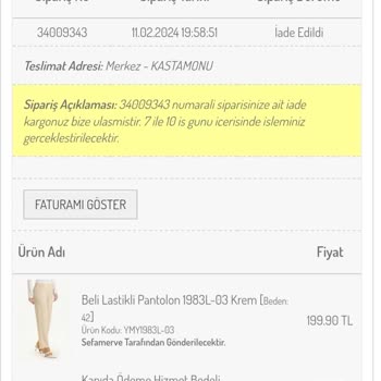Sefamerve Para İadesi Yapmıyor