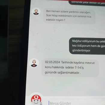 Vodafone İade Fatura Tutarımı İstiyorum