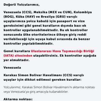 THY İstanbul - Eze Arjantin (vize Şartı Olmadığı Halde Uçamama)