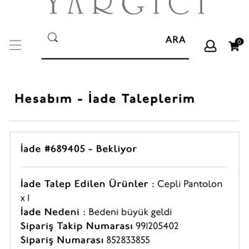 Yargıcı Giyim İade Kodu