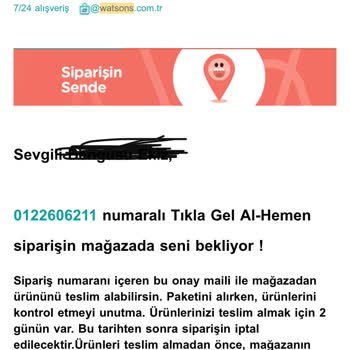 Watsons Tıkla Gel Siparişimin Para İadesi Yapılmadı