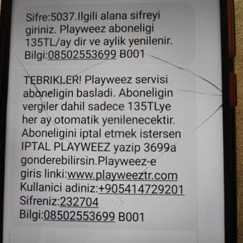 Playweez 135 TL Abonelik Oluşturulmuş
