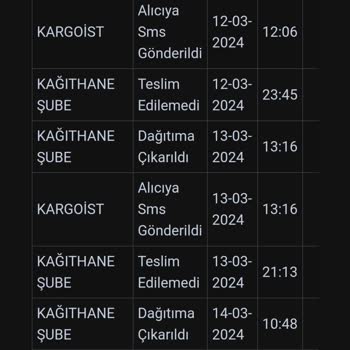 Kargoist Teslim Edilmeyen Kargo
