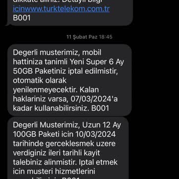 Türk Telekom İleri Tarihli Paket Yüklenmedi