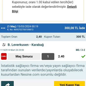 Nesine Parama El Koydu