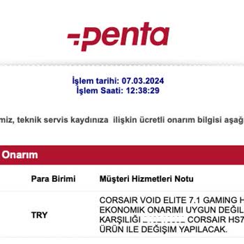 Penta Teknoloji Ürünümün Garantisi Olmasına Rağmen Ürünümü Onarmıyorlar