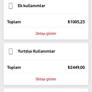 Vodafone Yurt Dışı Fatura Kullanımı