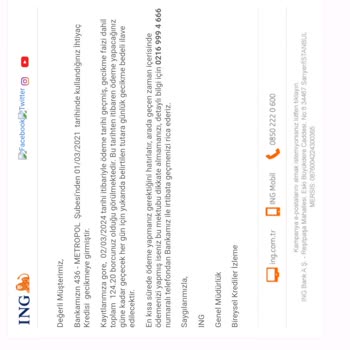 ING Bankanın Hatalı Kredi Borcu Bildirimleri Üzerine Şikayet