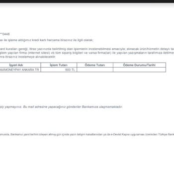 Akbank Param / Monay Pay A101 Ödemeyi İade Etmiyor