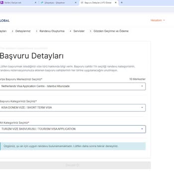 VFS Global Hollanda Vize Randevusu Vermiyor