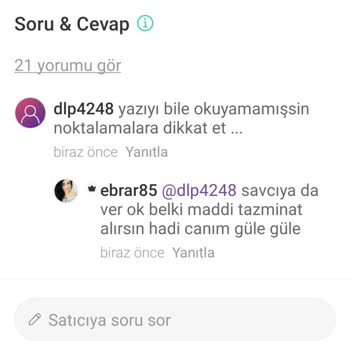 Dolap Satıcısının Hakaret Mesajları