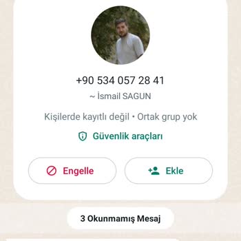 WhatsApp Üzerinden Bilinmeyen Numara Mesajı