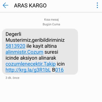 Aras Kargo Atisan Şubesi Hizmet Alınamaması.