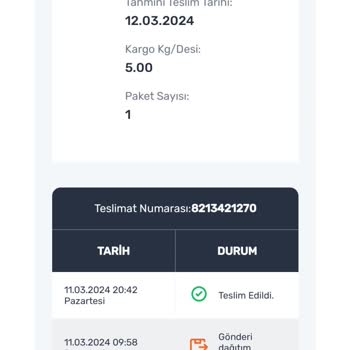 Aras Kargo Ürünüm İstiyorum Bugün