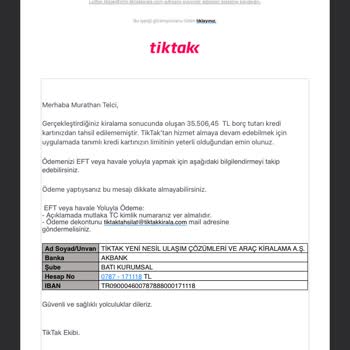Tiktak 35.500₺ Haksız Yere Fatura Çıkardı