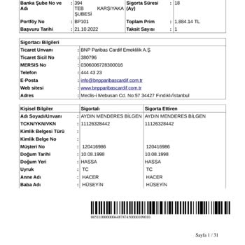 TEB Hayat Sigortası Primi Ödenmedi