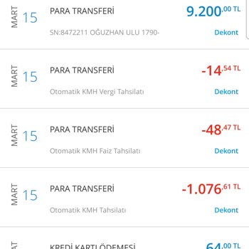 Denizbank Kredi Kartı Kullanım Bedeli Ve KMH Tahsilatı