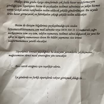 Birnumara.com Birnumara Şikayet Trendyol’dan Alınan Ürün Yerine Kağıt Geldi