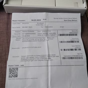 Lenovo Tablet Ekran Kararması Ve Yüksek Onarım Ücreti Şikayeti