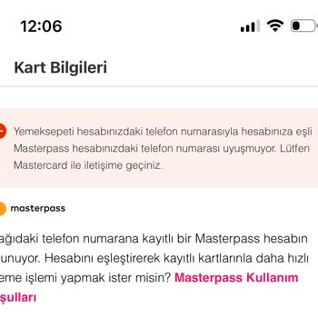 Masterpass İle Yemeksepeti Eşleşme Sorunu