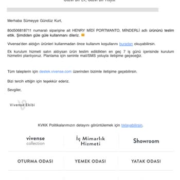 Vivense'de Yatmayan Ücret İadesi