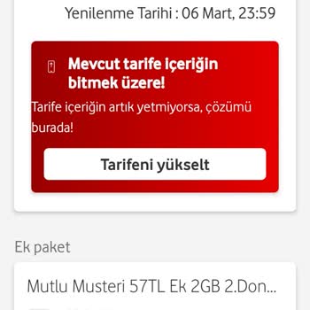 Vodafone Paket Bitmeden Aşım Paketi Devreye Sokuyor