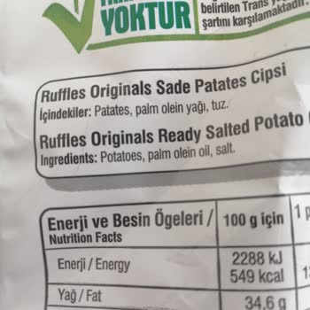 Ruffles Ruffle Orijinal İçinde Glüten Var Mı?