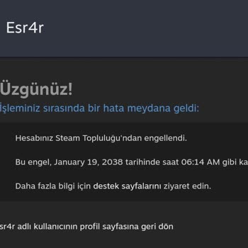 Sebepsiz Yere Steam Topluluğu'ndan Yasaklandım.